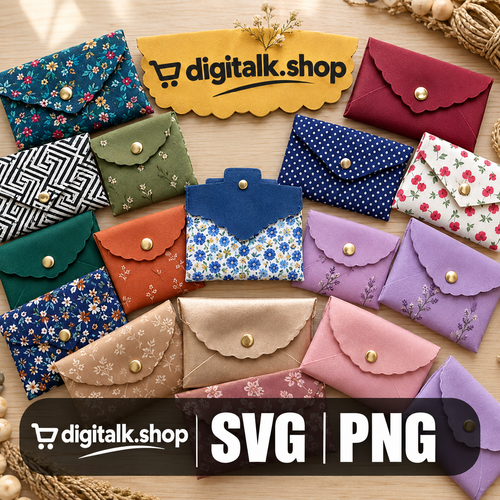 No Sew Coin Purse SVG | Faux Leather Wallet Template | Origami Coin Pouch Pattern | DIY Cricut & Laser Cut Files | Scrap Buster Keychain
