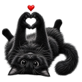 Cute Black Cat Heart Paws PNG, Loving Black Cat Digital Design, Valentine Cat Lover T-Shirt Sublimation Design,  PNG Vector Graphic Download